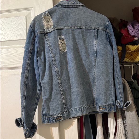 SHEIN Blue Distressed Jean Jacket - Picture 2 of 2